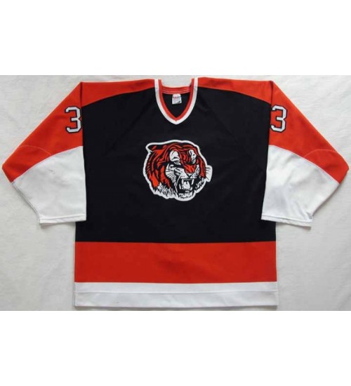 Custom WHL Medicine Hat Tigers 1990 99 Road Hockey Jersey Black